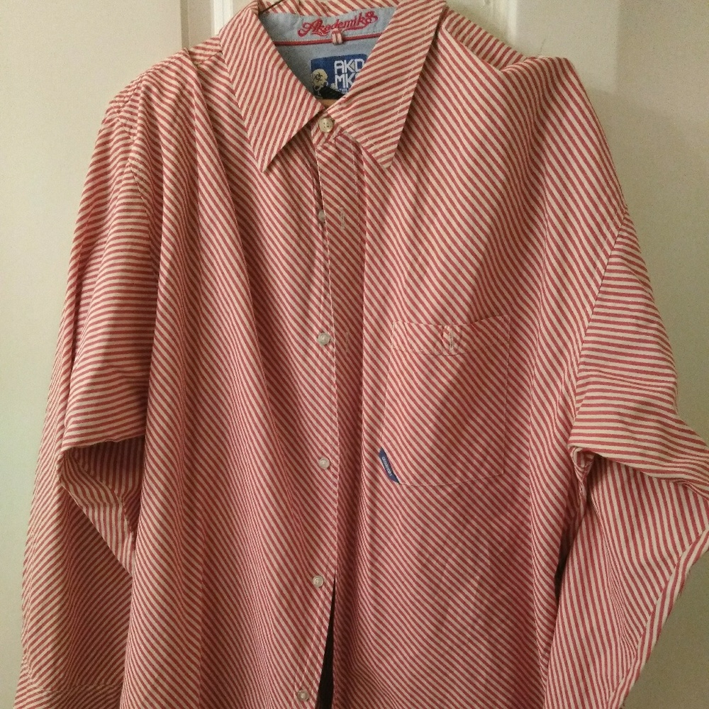 Akademiks Men Red Button Front Shirt Sz XXXL